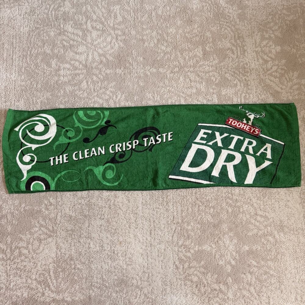Tooheys Extra Dry Bar Towel 37x10 Green Beer Promo Gym Golf Sweat Towel